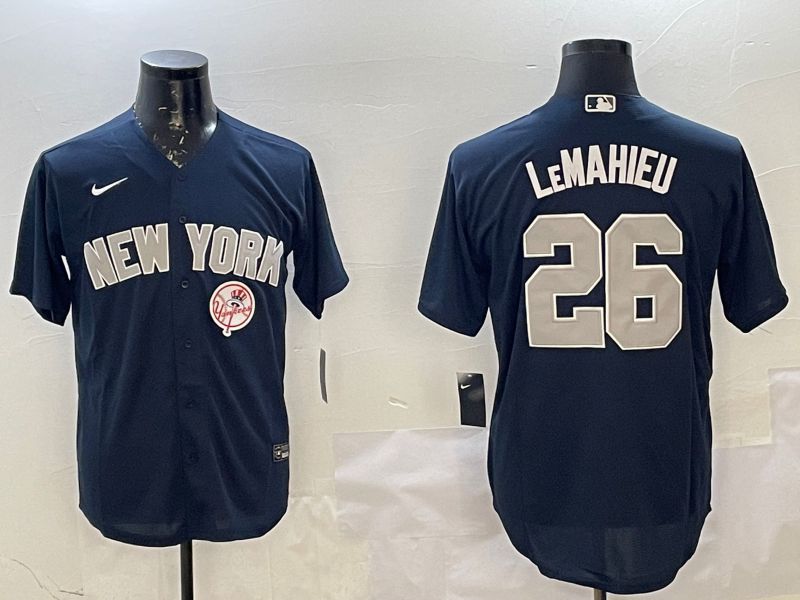 Men New York Yankees #26 Lemahieu Blue Game 2025 Nike MLB Jersey style 4